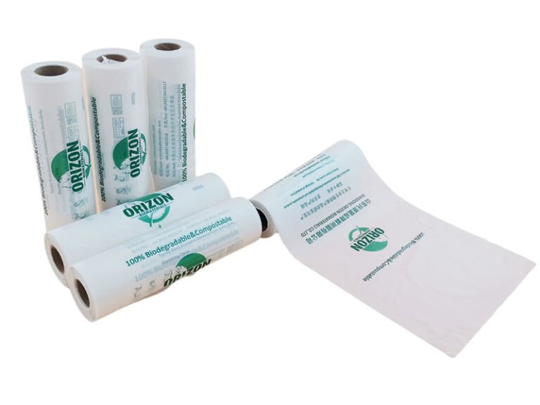 Bolsas compostables para frutas y verduras con boca de botella