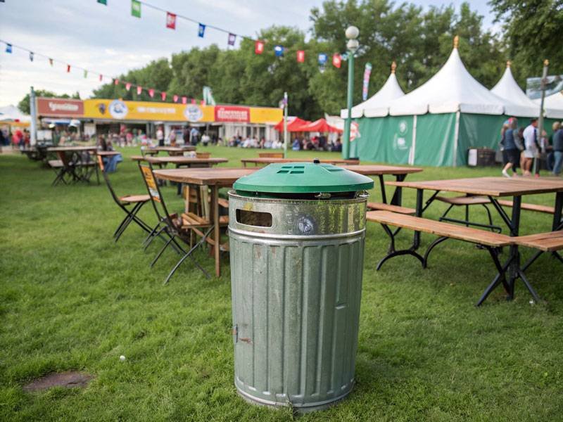 trash can at an outdoor event