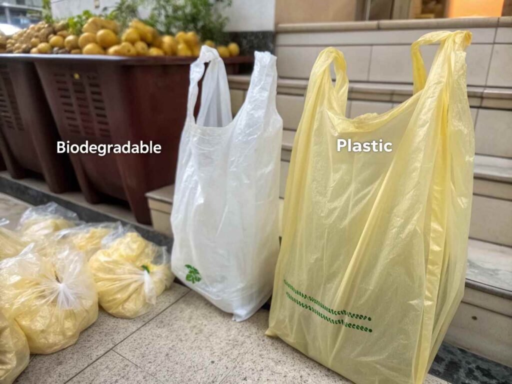 corn starch biodegradable bags vs traditional plastic bags