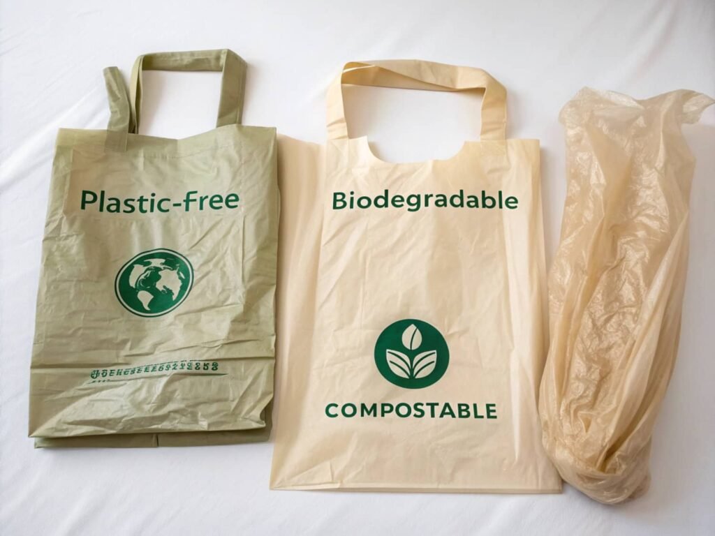 plastic free bags vs biodegradable bags vs compostable