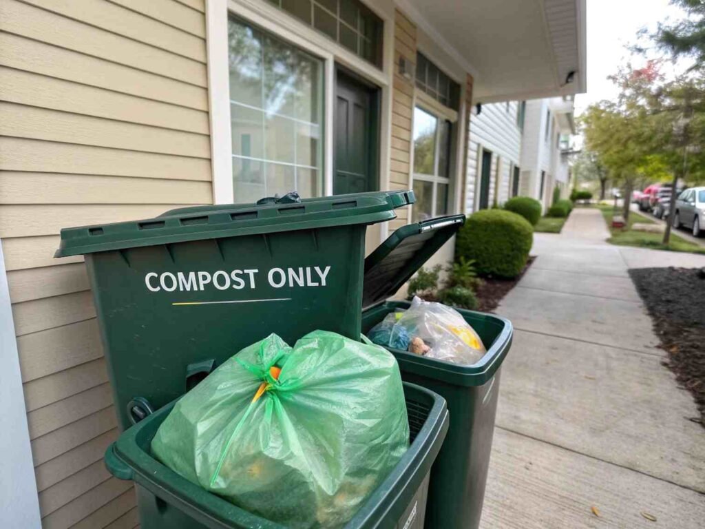 compostable bags go in green bin