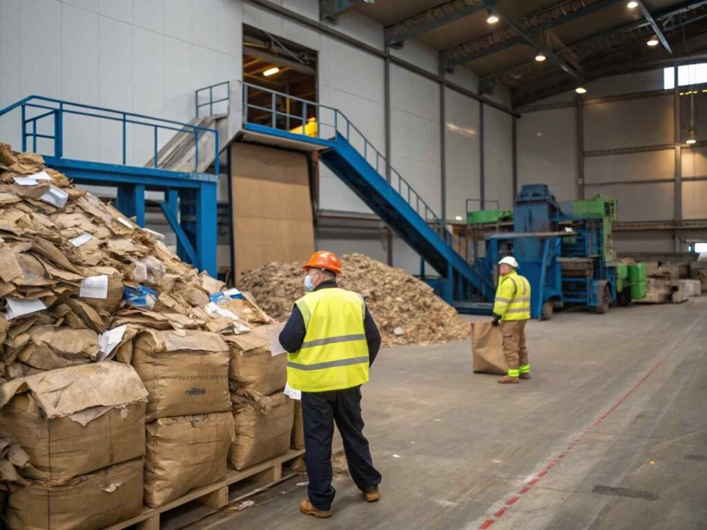 composting paper bags in an industrial facility