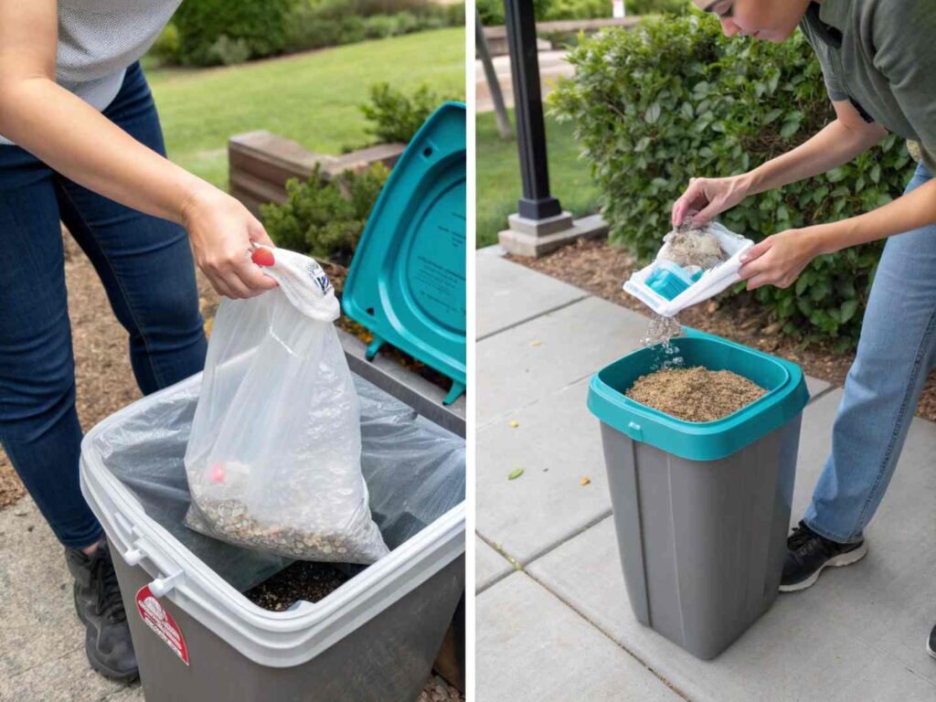 step by step how to dispose of kitty litter waste