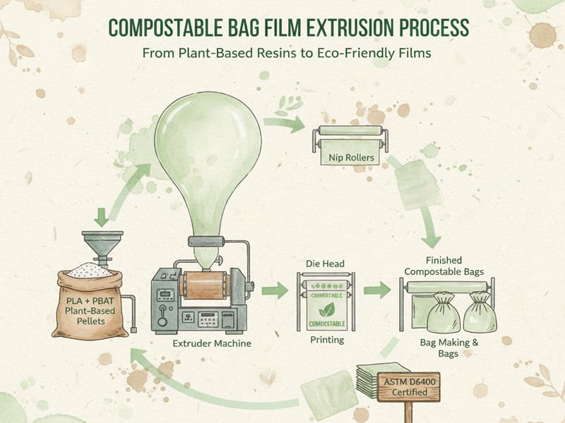 compostable bag film extrusion process